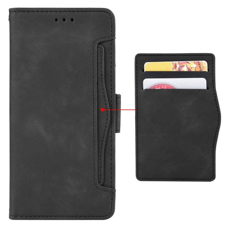 For TECNO Pova 3 4G Multiple Card Slots Fully Wrapped PU Leather Flip Stand Wallet Case Dual Magnetic Clasp Phone Cover - Black