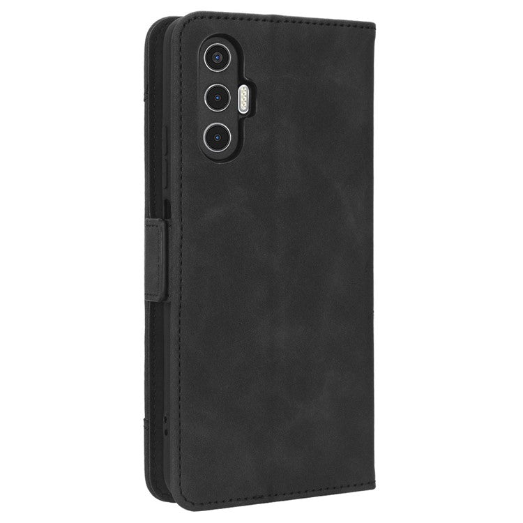 For TECNO Pova 3 4G Multiple Card Slots Fully Wrapped PU Leather Flip Stand Wallet Case Dual Magnetic Clasp Phone Cover - Black