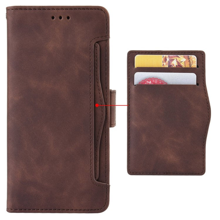 For TECNO Pova 3 4G Multiple Card Slots Fully Wrapped PU Leather Flip Stand Wallet Case Dual Magnetic Clasp Phone Cover - Brown