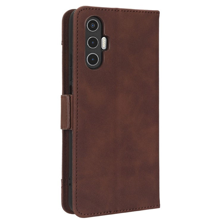 For TECNO Pova 3 4G Multiple Card Slots Fully Wrapped PU Leather Flip Stand Wallet Case Dual Magnetic Clasp Phone Cover - Brown