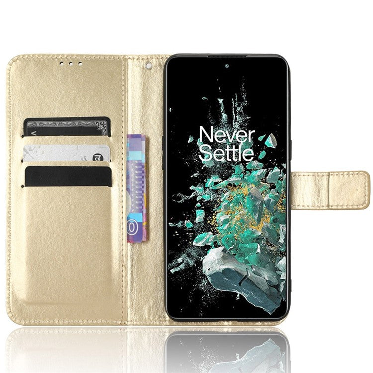 Crazy Horse Texture Case Stand for OnePlus 10T 5G / Ace Pro 5G, PU Leather + TPU Anti-wear Anti-fall Phone Wallet Shell - Gold