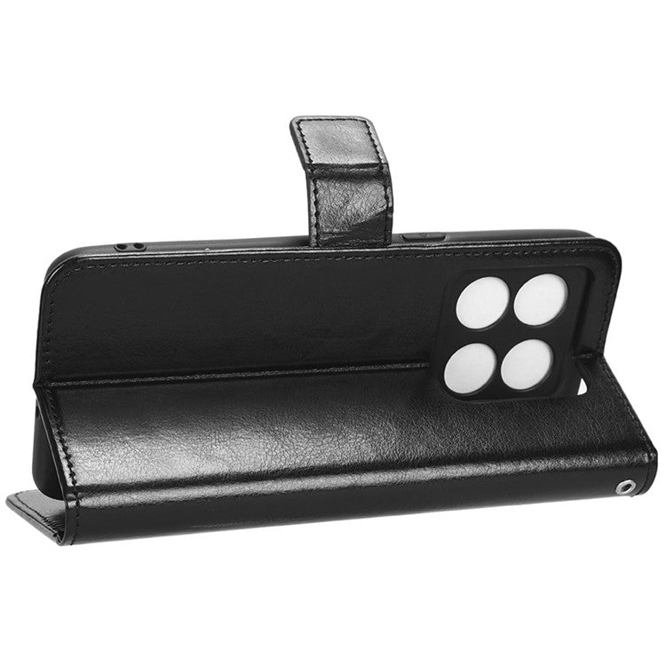 Crazy Horse Texture Case Stand for OnePlus 10T 5G / Ace Pro 5G, PU Leather + TPU Anti-wear Anti-fall Phone Wallet Shell - Black