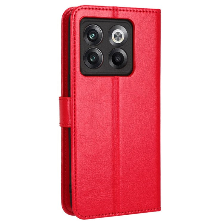 Crazy Horse Texture Case Stand for OnePlus 10T 5G / Ace Pro 5G, PU Leather + TPU Anti-wear Anti-fall Phone Wallet Shell - Red