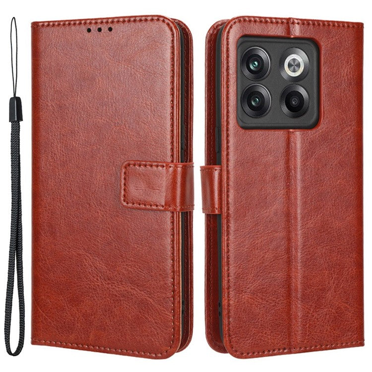 Crazy Horse Texture Case Stand for OnePlus 10T 5G / Ace Pro 5G, PU Leather + TPU Anti-wear Anti-fall Phone Wallet Shell - Brown