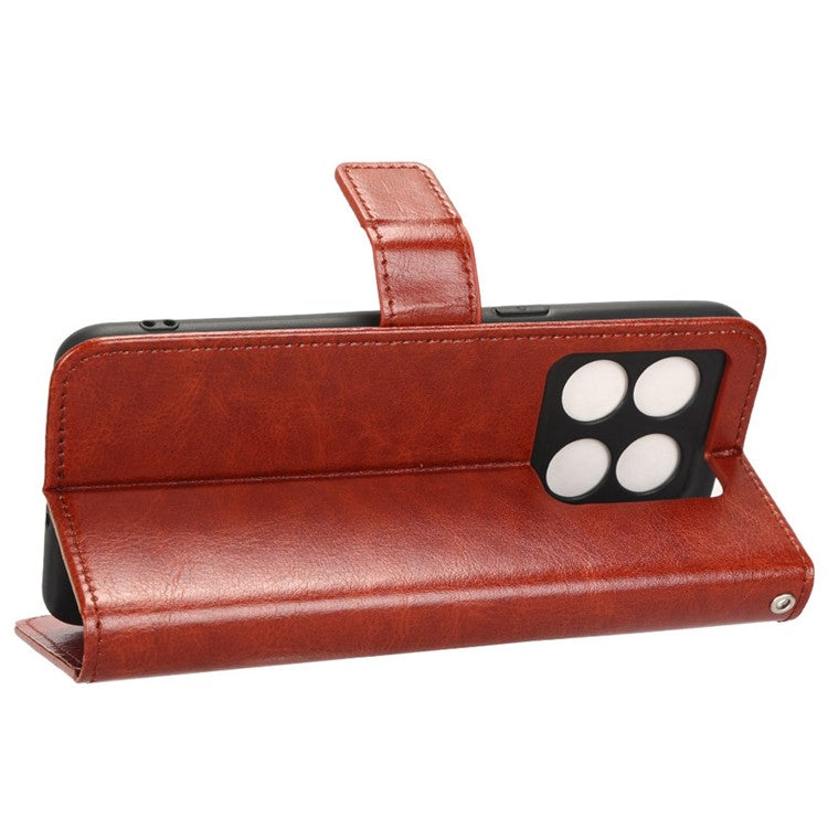 Crazy Horse Texture Case Stand for OnePlus 10T 5G / Ace Pro 5G, PU Leather + TPU Anti-wear Anti-fall Phone Wallet Shell - Brown