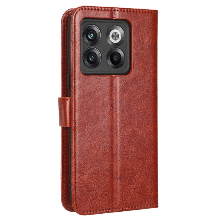 Crazy Horse Texture Case Stand for OnePlus 10T 5G / Ace Pro 5G, PU Leather + TPU Anti-wear Anti-fall Phone Wallet Shell - Brown