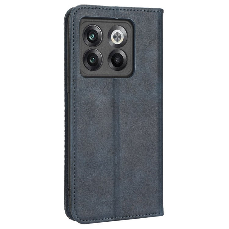 For OnePlus 10T 5G / Ace Pro 5G Magnetic Auto Closing Wallet Feature Case Retro Imprint Pattern PU Leather Stand Protective Shell - Blue
