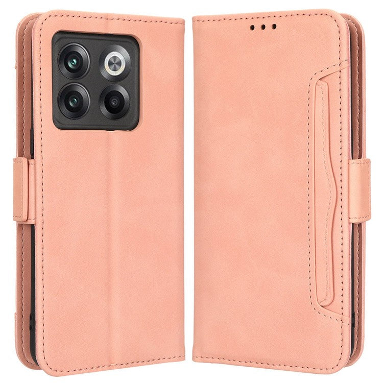 Shockproof Phone Cover For OnePlus 10T 5G / Ace Pro 5G, PU Leather Flip Wallet Case with Multiple Card Slots - Pink