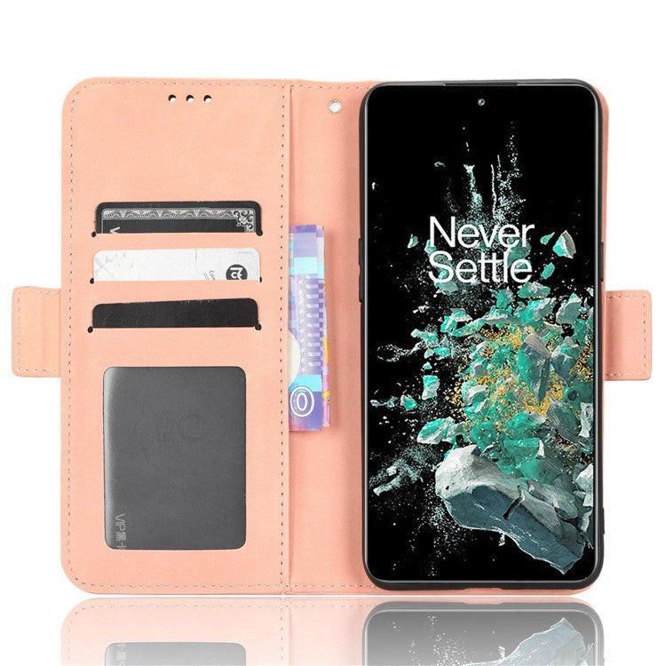 Shockproof Phone Cover For OnePlus 10T 5G / Ace Pro 5G, PU Leather Flip Wallet Case with Multiple Card Slots - Pink