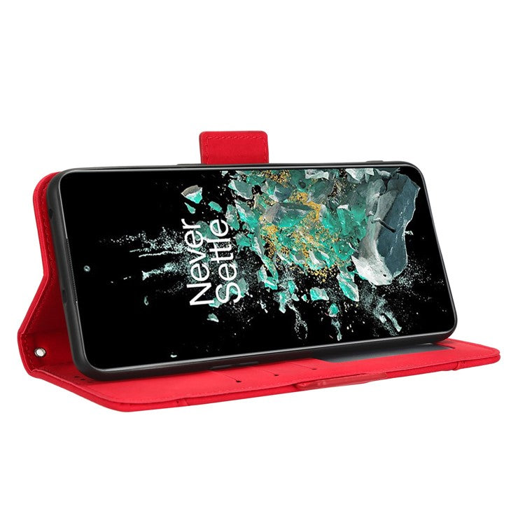 Shockproof Phone Cover For OnePlus 10T 5G / Ace Pro 5G, PU Leather Flip Wallet Case with Multiple Card Slots - Red