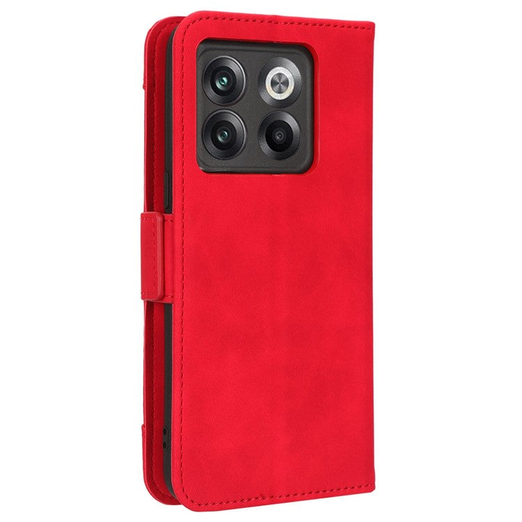 Shockproof Phone Cover For OnePlus 10T 5G / Ace Pro 5G, PU Leather Flip Wallet Case with Multiple Card Slots - Red