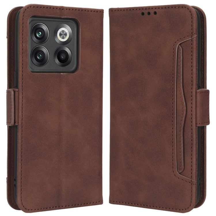 Shockproof Phone Cover For OnePlus 10T 5G / Ace Pro 5G, PU Leather Flip Wallet Case with Multiple Card Slots - Brown