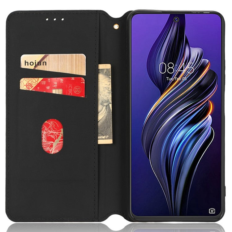 For TECNO Pova 3 4G LF7n Case Imprinting Rhombus Wallet PU Leather Stand Full Protection Phone Cover - Purple
