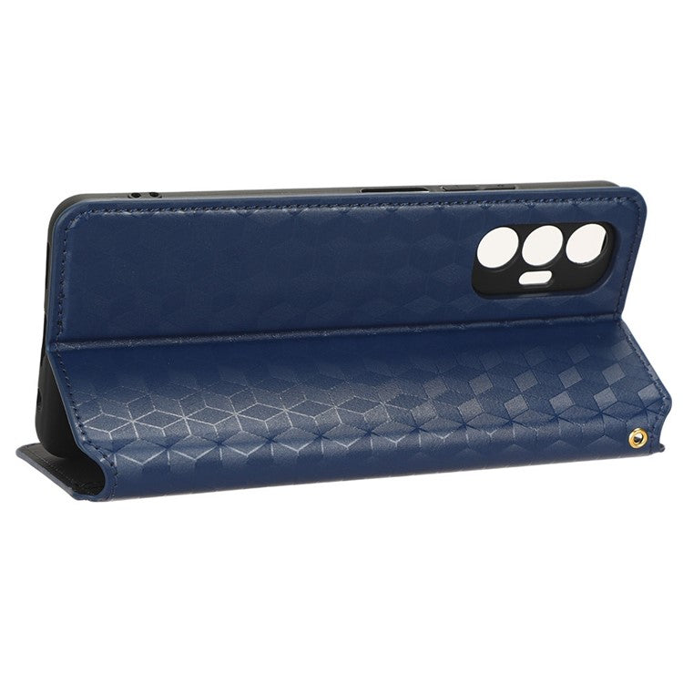 For TECNO Pova 3 4G LF7n Case Imprinting Rhombus Wallet PU Leather Stand Full Protection Phone Cover - Blue