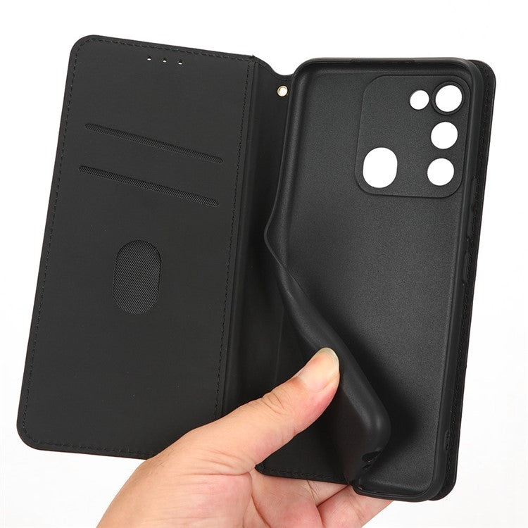 For TECNO Spark 8C 4G / Spark Go 2022 4G KG5 Case Imprinting Rhombus Pattern PU Leather Phone Stand - Black