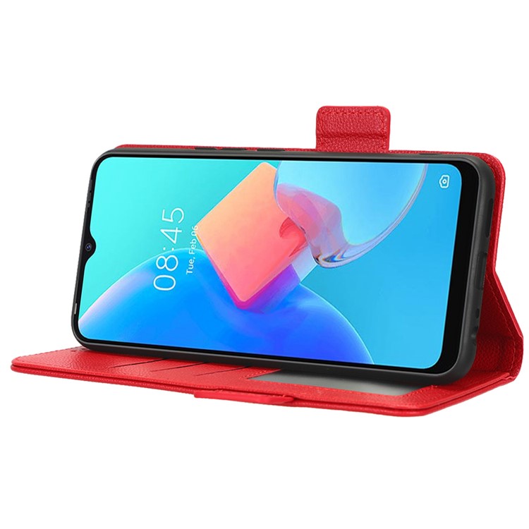 For TECNO Spark 8C 4G / Spark Go 2022 KG5 Case Litchi Texture Phone Cover PU Leather Wallet Stand - Red
