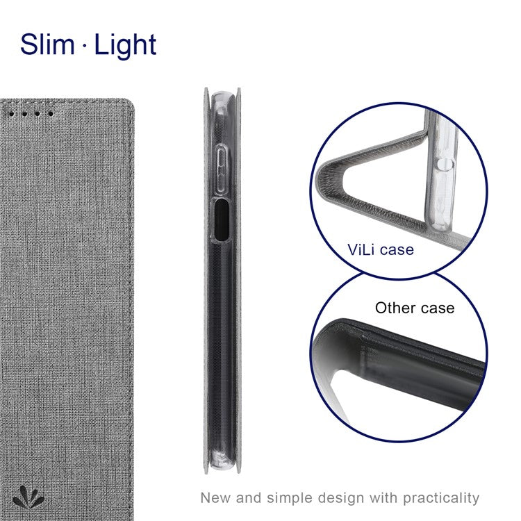 VILI DMX Series Phone Case for Asus Zenfone 9 5G, Full Protection PU Leather Phone Shell Stand Cover with Card Slot - Grey