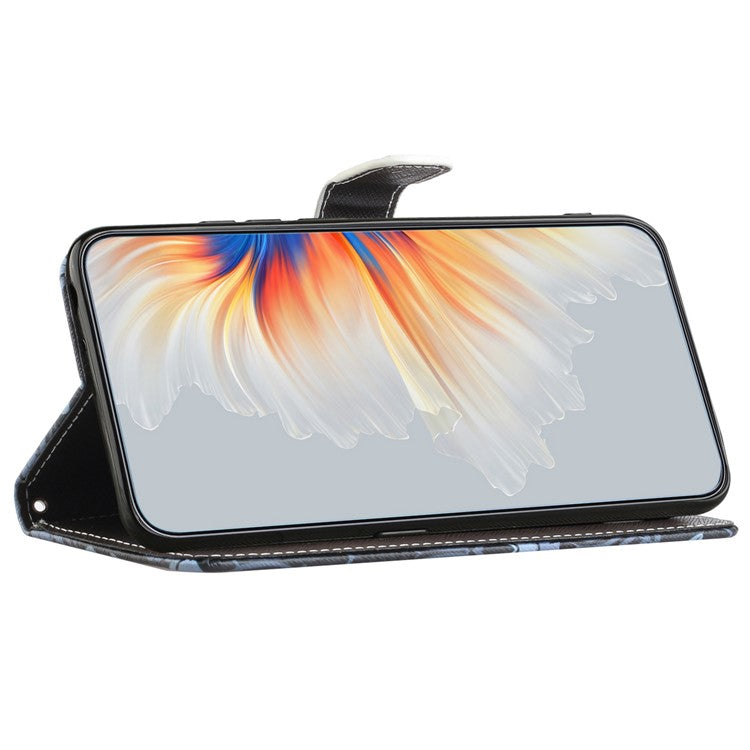 For OnePlus 10T 5G / Ace Pro 5G Adjustable Stand Cross Texture Phone Cover PU Leather 3D Pattern Printing Wallet Style Case with Strap - Cat's Eye