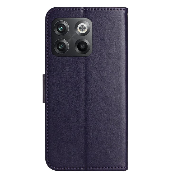 For OnePlus 10T 5G / Ace Pro 5G Butterfly Flower Imprinted Phone Case PU Leather Wallet Cover Stand Shockproof Phone Shell with Strap - Dark Purple
