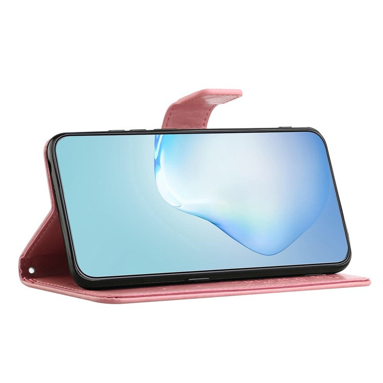 For OnePlus 10T 5G / Ace Pro 5G Drop-proof PU Leather Phone Case Imprinted Owl Tree Pattern Wallet Stand Protective Shell with Wrist Strap - Pink