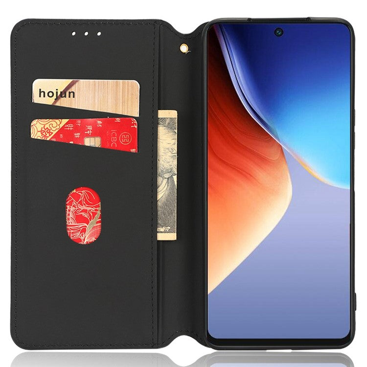 Flip Wallet Cover for TECNO Camon 19 4G, Full Coverage PU Leather Stand Imprinting Rhombus Pattern Phone Case - Purple