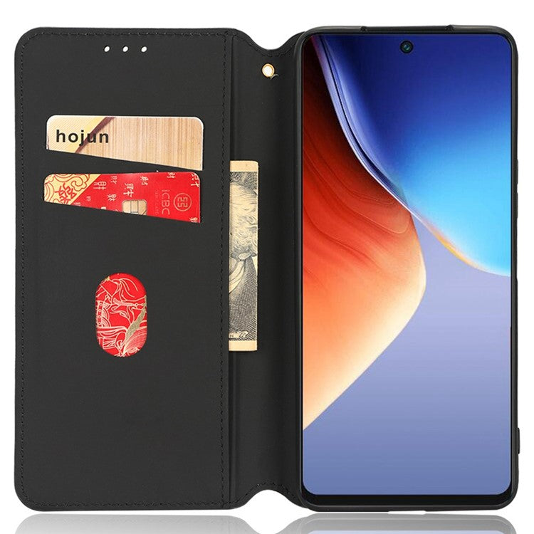 Flip Wallet Cover for TECNO Camon 19 4G, Full Coverage PU Leather Stand Imprinting Rhombus Pattern Phone Case - Red