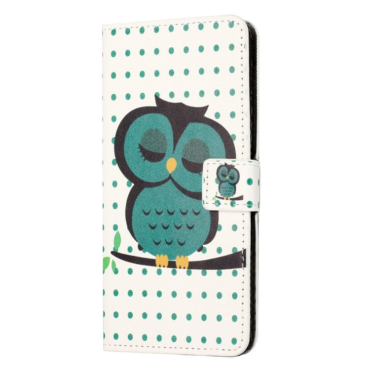 For OnePlus 10T 5G / Ace Pro 5G Pattern Printing Magnetic PU Leather Case Stand Wallet Function Anti-wear Shell - Dots / Owl
