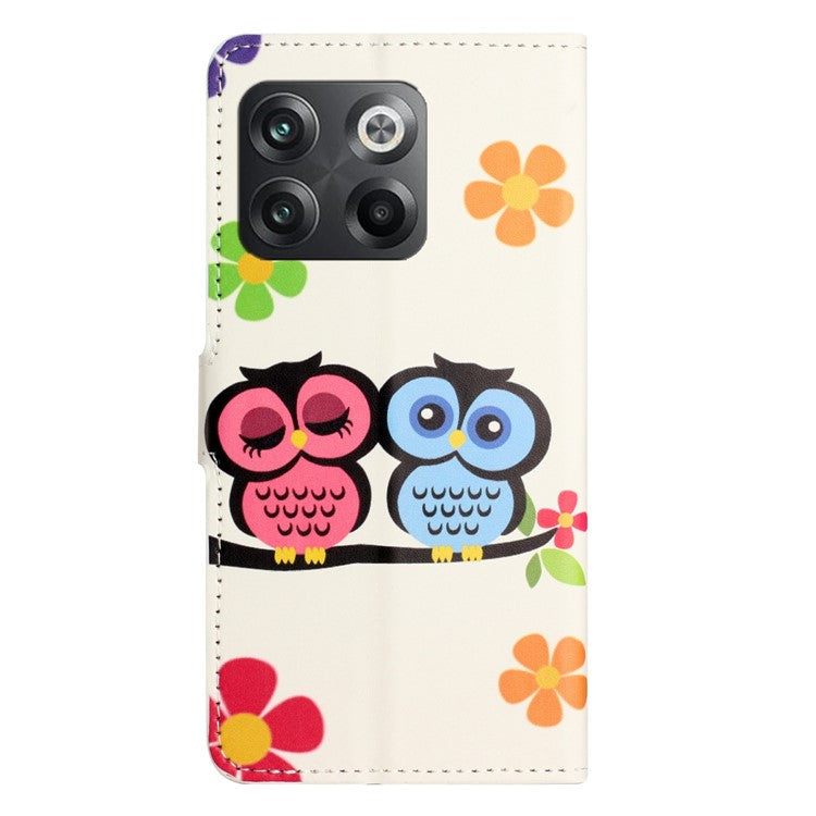 For OnePlus 10T 5G / Ace Pro 5G Pattern Printing Magnetic PU Leather Case Stand Wallet Function Anti-wear Shell - Couple Owls