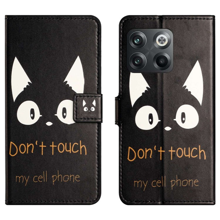 For OnePlus 10T 5G / Ace Pro 5G Pattern Printing Magnetic PU Leather Case Stand Wallet Function Anti-wear Shell - Don't Touch My Cell Phone