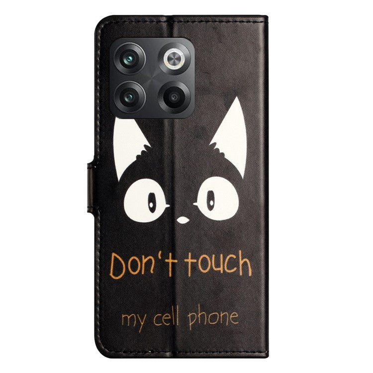 For OnePlus 10T 5G / Ace Pro 5G Pattern Printing Magnetic PU Leather Case Stand Wallet Function Anti-wear Shell - Don't Touch My Cell Phone