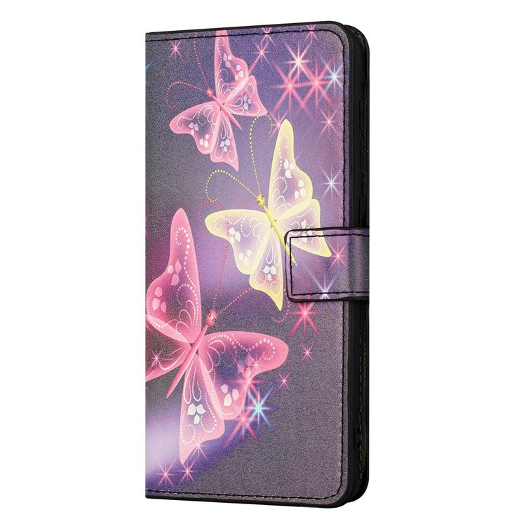 For OnePlus 10T 5G / Ace Pro 5G Pattern Printing Magnetic PU Leather Case Stand Wallet Function Anti-wear Shell - Sparkle Butterflies