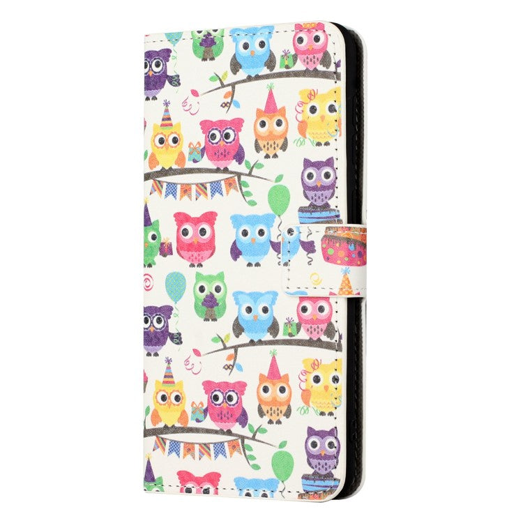 For OnePlus 10T 5G / Ace Pro 5G Pattern Printing Magnetic PU Leather Case Stand Wallet Function Anti-wear Shell - Owls Sticker