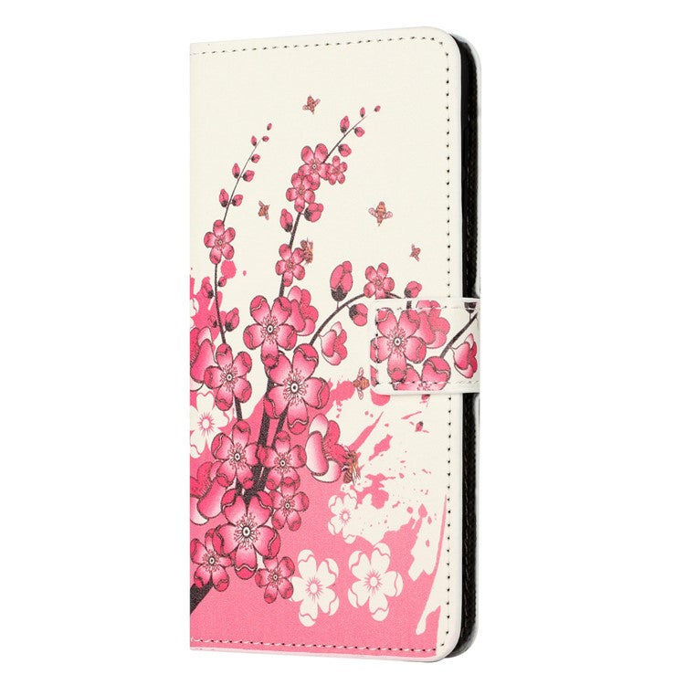 For OnePlus 10T 5G / Ace Pro 5G Pattern Printing Magnetic PU Leather Case Stand Wallet Function Anti-wear Shell - Plum Blossom