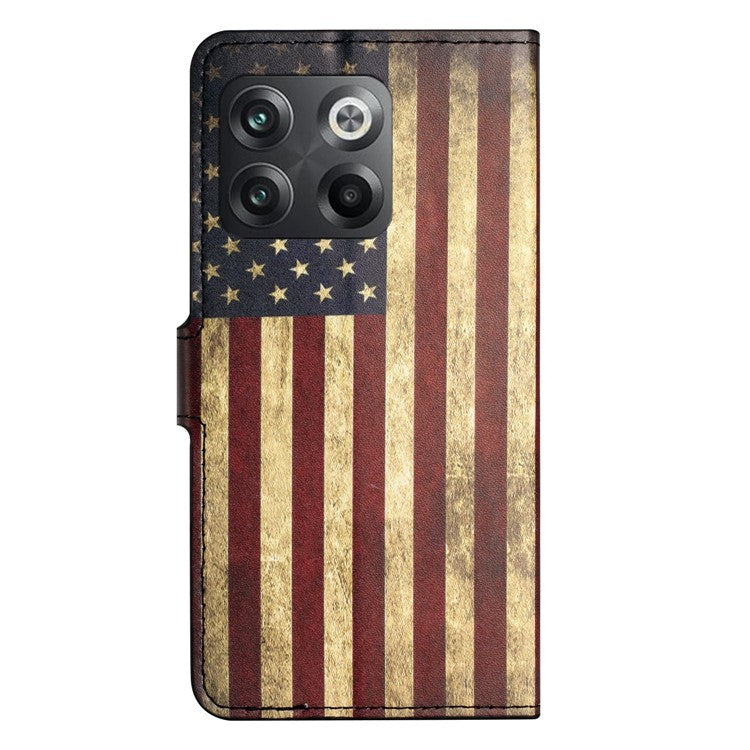 For OnePlus 10T 5G / Ace Pro 5G Pattern Printing Magnetic PU Leather Case Stand Wallet Function Anti-wear Shell - The American Flag