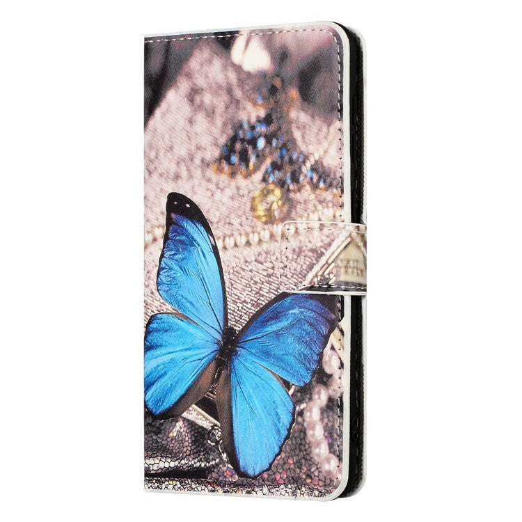 For OnePlus 10T 5G / Ace Pro 5G Pattern Printing Magnetic PU Leather Case Stand Wallet Function Anti-wear Shell - Blue Butterfly