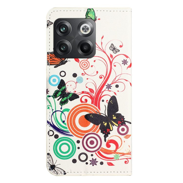 For OnePlus 10T 5G / Ace Pro 5G Pattern Printing Magnetic PU Leather Case Stand Wallet Function Anti-wear Shell - White / Butterflies