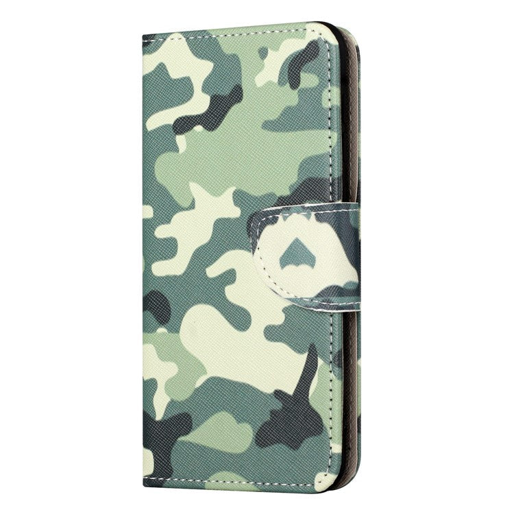 For OnePlus 10T 5G / Ace Pro 5G Scratch-resistant Pattern Printing Anti-fall Case Cross Texture PU Leather Wallet Cell Phone Shell with Stand - Camouflage