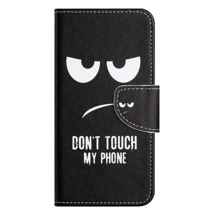 For OnePlus 10T 5G / Ace Pro 5G Scratch-resistant Pattern Printing Anti-fall Case Cross Texture PU Leather Wallet Cell Phone Shell with Stand - Don't Touch My Phone