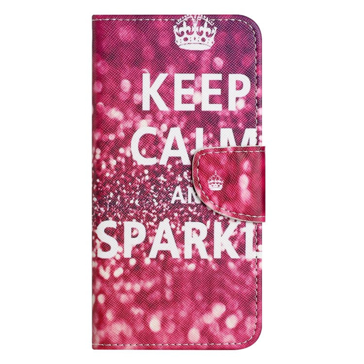 For OnePlus 10T 5G / Ace Pro 5G Scratch-resistant Pattern Printing Anti-fall Case Cross Texture PU Leather Wallet Cell Phone Shell with Stand - Keep Calm and Sparkle