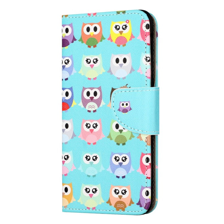 For OnePlus 10T 5G / Ace Pro 5G Scratch-resistant Pattern Printing Anti-fall Case Cross Texture PU Leather Wallet Cell Phone Shell with Stand - Cute Owls