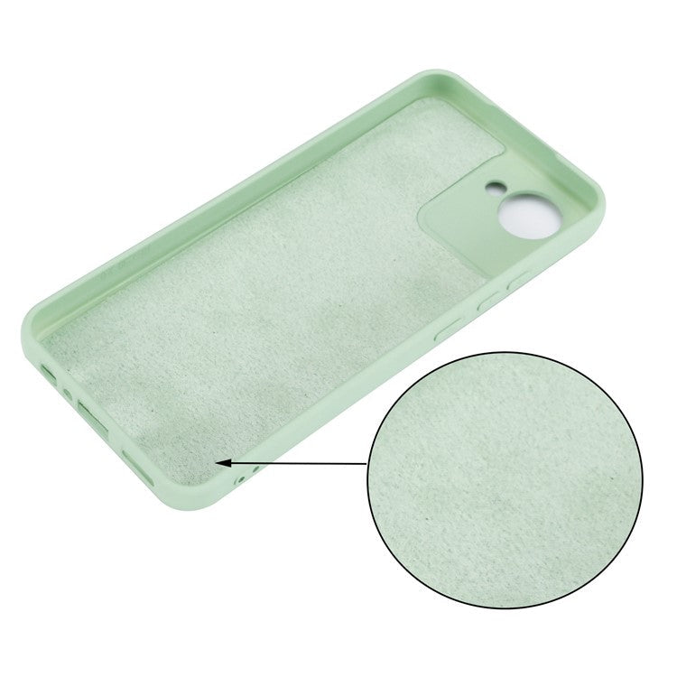 Liquid Silicone Phone Case for Realme C30 4G Shockproof Case Soft Microfiber Lining Anti-Drop Protective Cover with Strap - Green