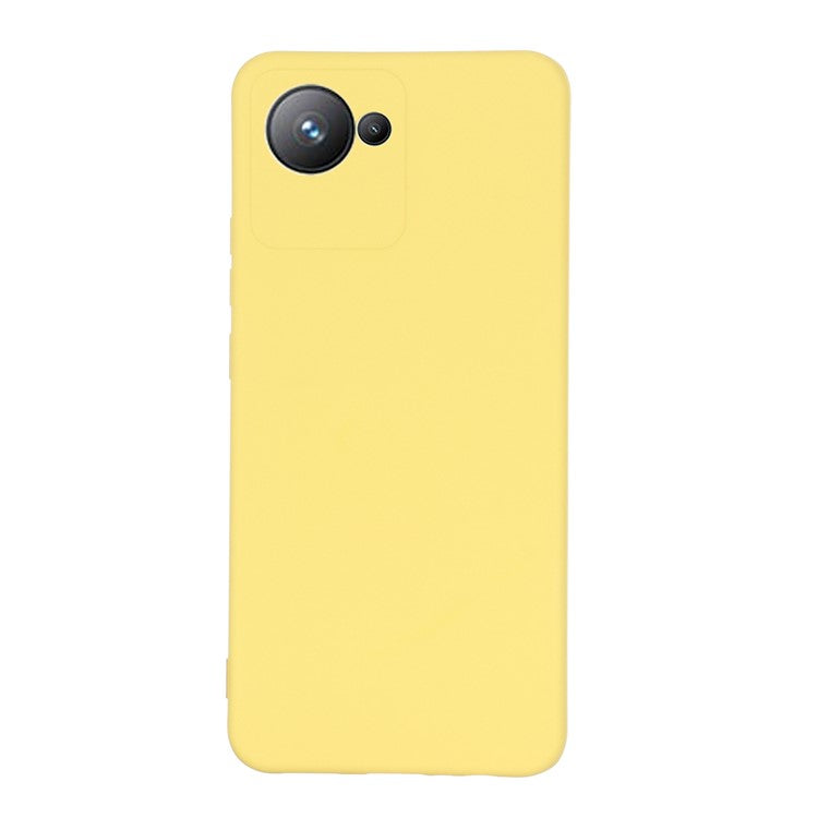 Liquid Silicone Phone Case for Realme C30 4G Shockproof Case Soft Microfiber Lining Anti-Drop Protective Cover with Strap - Yellow