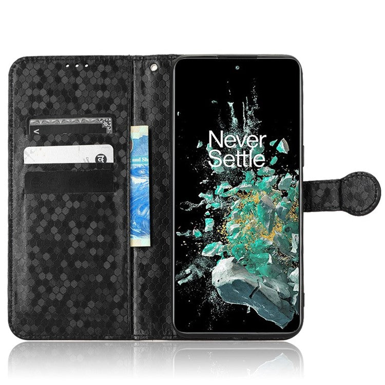 For OnePlus 10T 5G / Ace Pro 5G Drop-proof Phone Wallet Case Stand Dot Pattern Imprinted TPU+PU Leather Folio Flip Cover Shell - Black