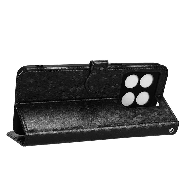 For OnePlus 10T 5G / Ace Pro 5G Drop-proof Phone Wallet Case Stand Dot Pattern Imprinted TPU+PU Leather Folio Flip Cover Shell - Black