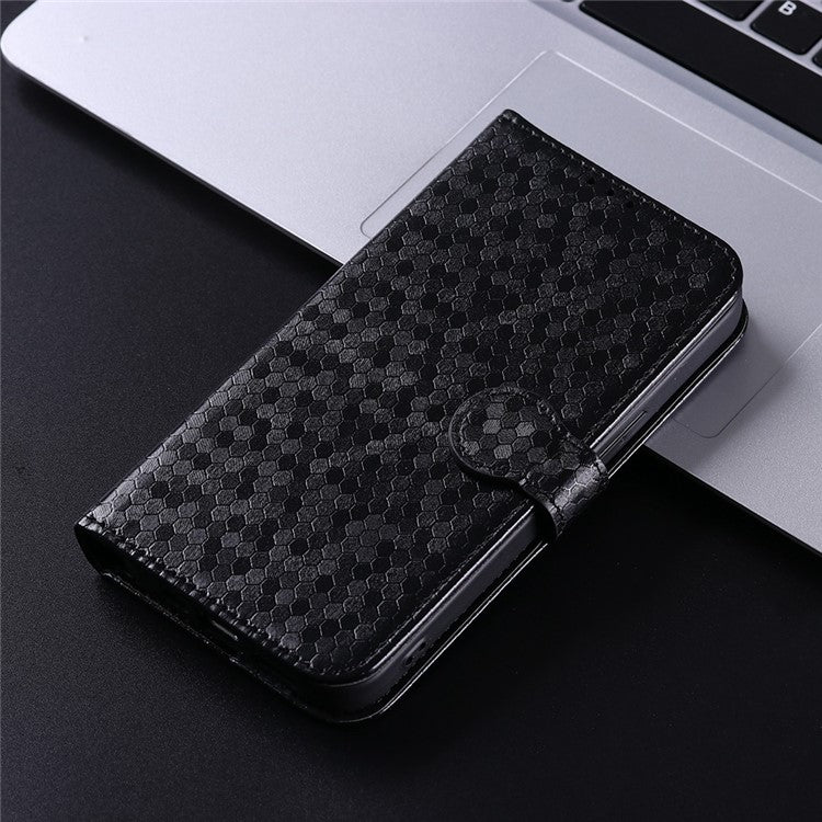 For OnePlus 10T 5G / Ace Pro 5G Drop-proof Phone Wallet Case Stand Dot Pattern Imprinted TPU+PU Leather Folio Flip Cover Shell - Black