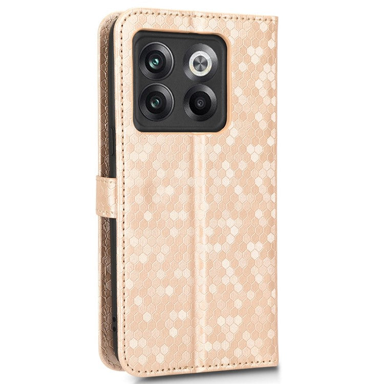 For OnePlus 10T 5G / Ace Pro 5G Drop-proof Phone Wallet Case Stand Dot Pattern Imprinted TPU+PU Leather Folio Flip Cover Shell - Rose Gold