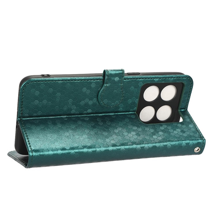 For OnePlus 10T 5G / Ace Pro 5G Drop-proof Phone Wallet Case Stand Dot Pattern Imprinted TPU+PU Leather Folio Flip Cover Shell - Green