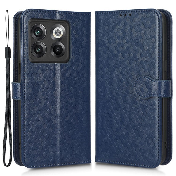 For OnePlus 10T 5G / Ace Pro 5G Drop-proof Phone Wallet Case Stand Dot Pattern Imprinted TPU+PU Leather Folio Flip Cover Shell - Sapphire