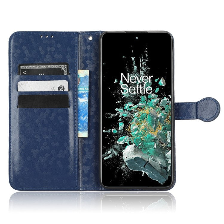 For OnePlus 10T 5G / Ace Pro 5G Drop-proof Phone Wallet Case Stand Dot Pattern Imprinted TPU+PU Leather Folio Flip Cover Shell - Sapphire