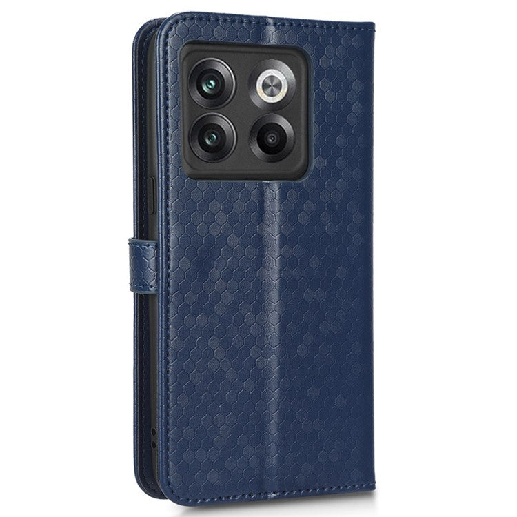 For OnePlus 10T 5G / Ace Pro 5G Drop-proof Phone Wallet Case Stand Dot Pattern Imprinted TPU+PU Leather Folio Flip Cover Shell - Sapphire